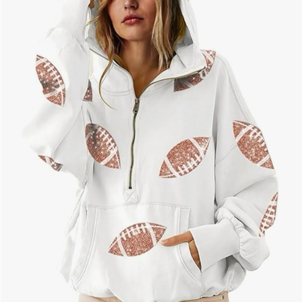 Women's White Football Graphic Hoodie
